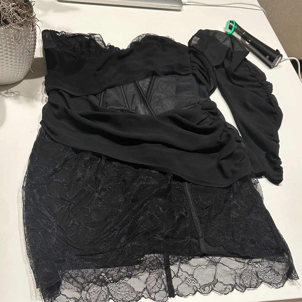 For Love And Lemons Black Lace Chemise